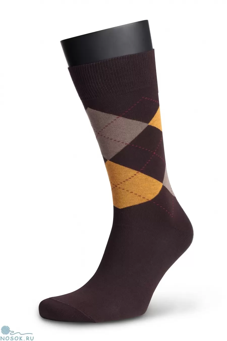 Мужские носки 4М-142 ромбы, коричневый (изображение 1)
