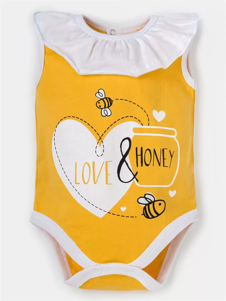 Крошка Я Love & honey, желтое боди для девочки (изображение 1)